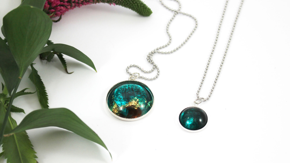 Schéma Pendentif cabochon serti en résine époxy Schéma Pendentif cabochon serti en résine époxy