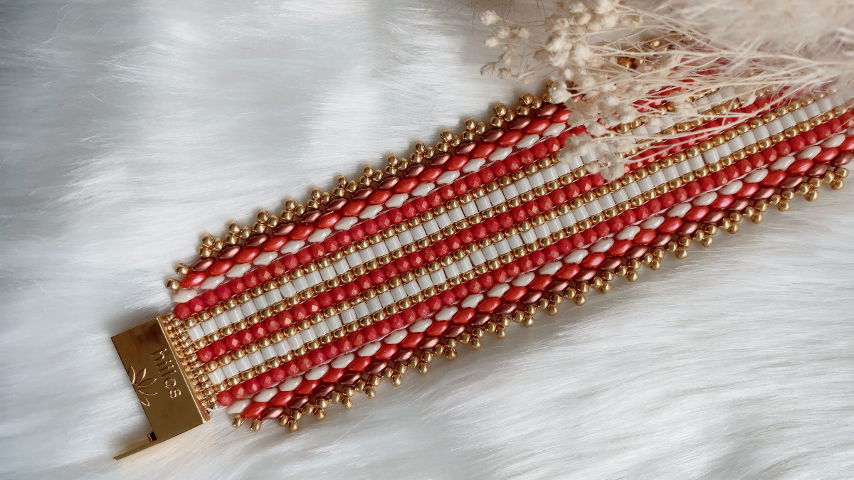 Schéma Manchette extra-large en perles tissées et fermoir interchangeable Hiilos