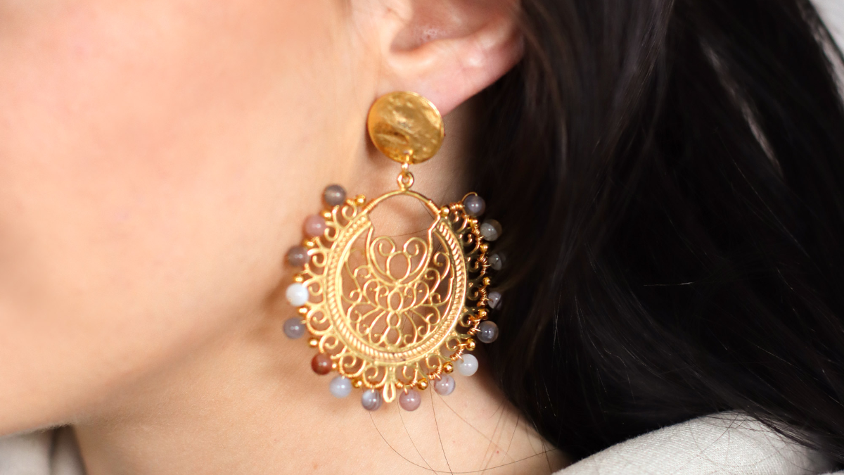 Schéma Tuto Boucles d'oreilles Gipsy dorées avec Agates du Botswana Schéma Tuto Boucles d'oreilles Gipsy dorées avec Agates du Botswana