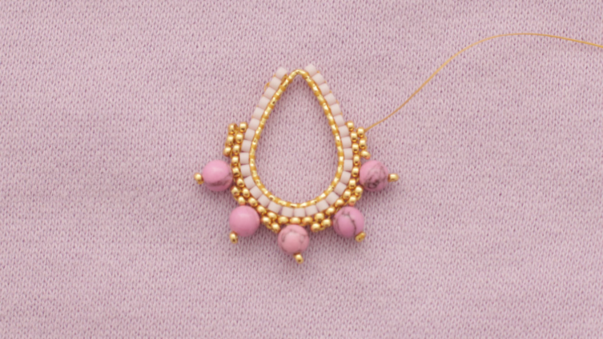 Tuto Boucles d'oreilles fleurs tissage Miyuki Brick stitch : Etape 9