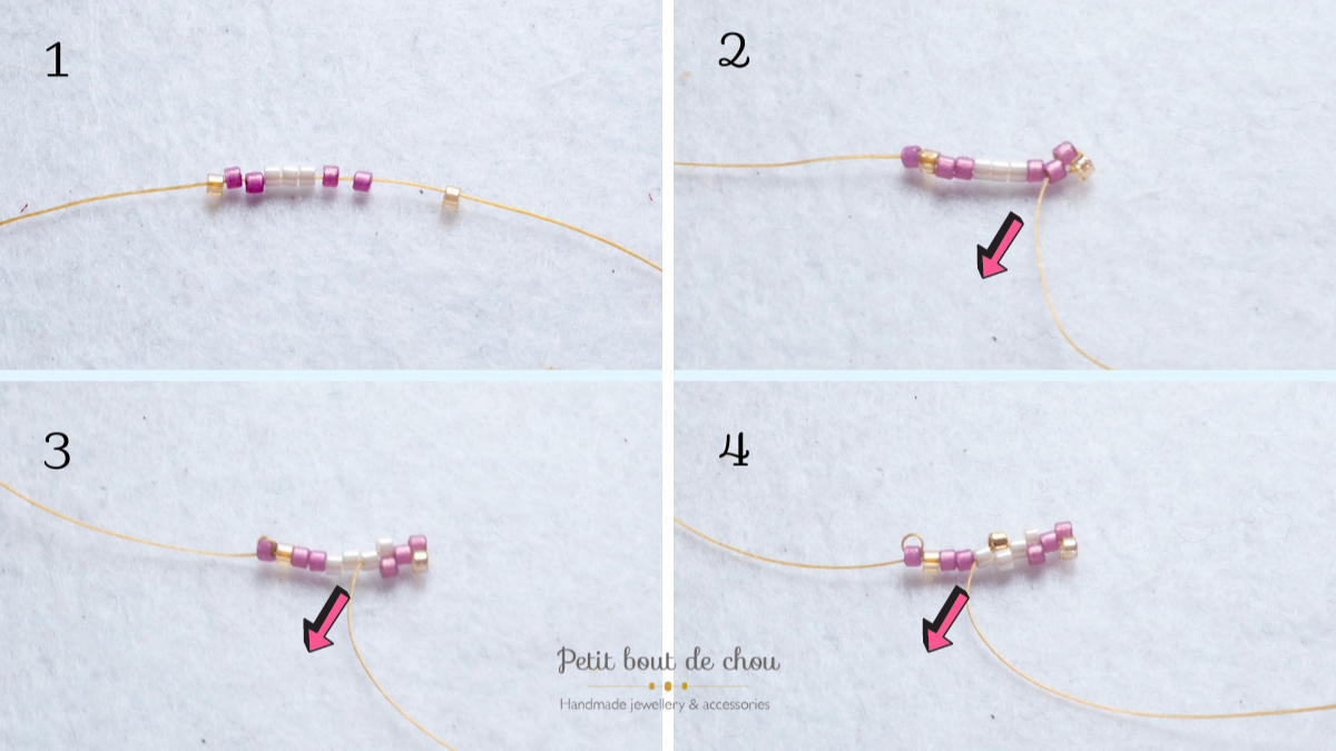 Barrette à cheveux avec tissage peyote en perles Miyuki : Etape 2