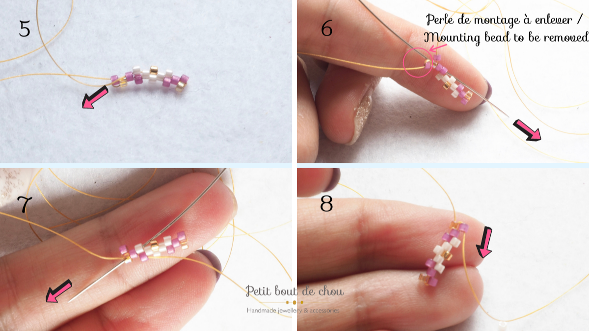 Barrette à cheveux avec tissage peyote en perles Miyuki : Etape 3