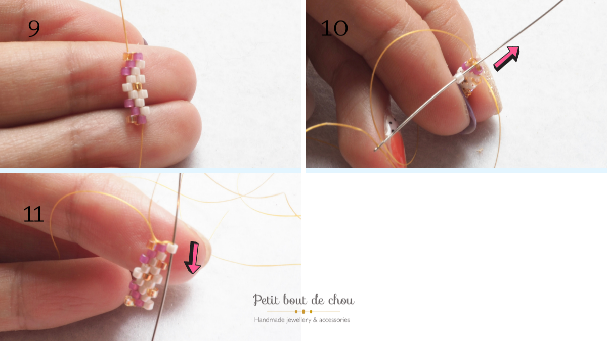 Barrette à cheveux avec tissage peyote en perles Miyuki : Etape 4