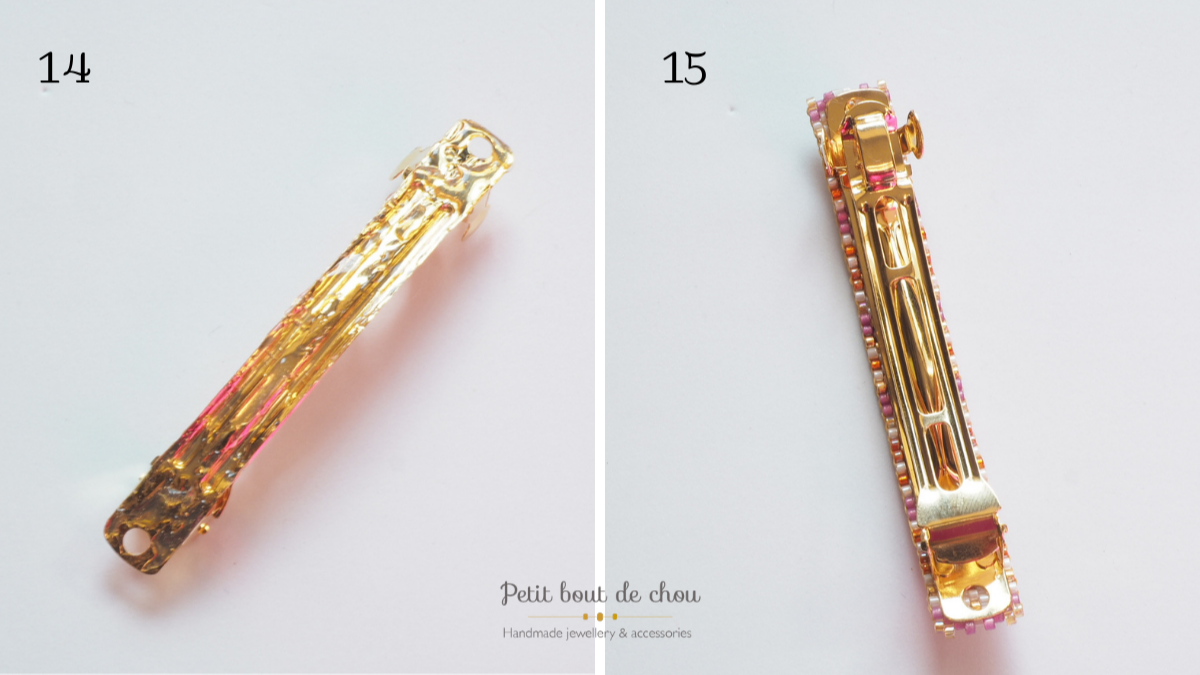 Barrette à cheveux avec tissage peyote en perles Miyuki : Etape 6