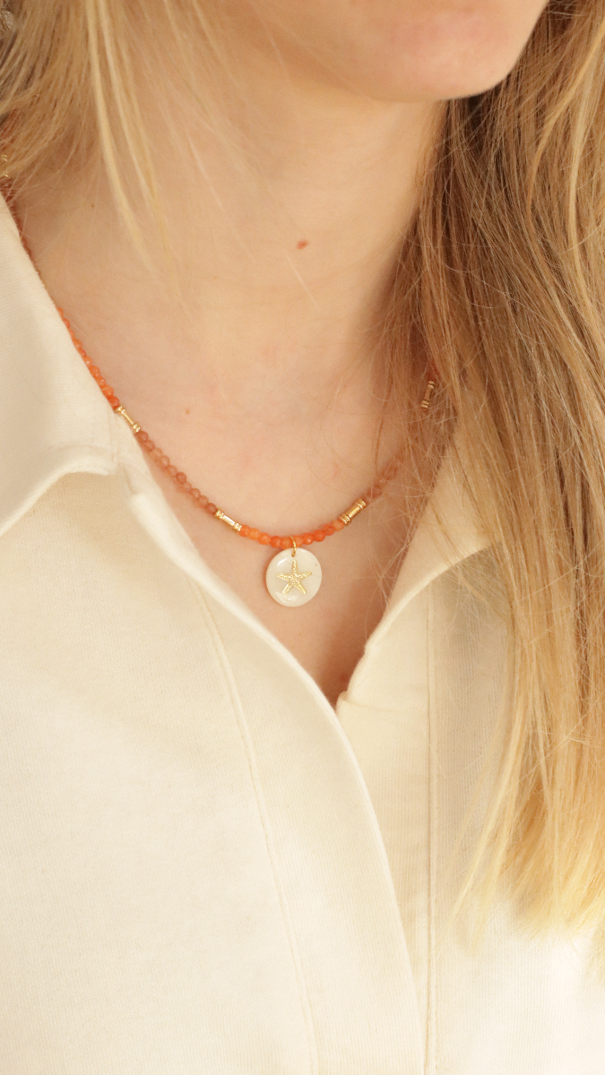 Schéma DIY Collier en Agate teintée et pendentif en nacre Schéma DIY Collier en Agate teintée et pendentif en nacre