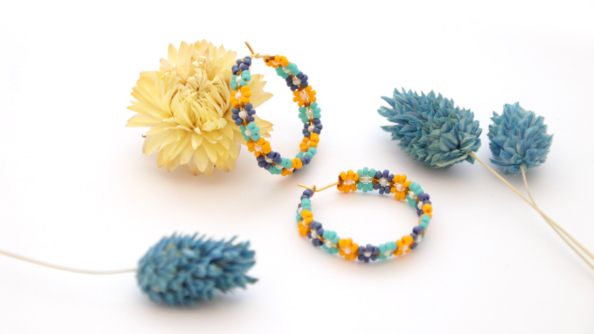 Schéma Créoles mini fleurs en perles de rocailles Miyuki Schéma Créoles mini fleurs en perles de rocailles Miyuki