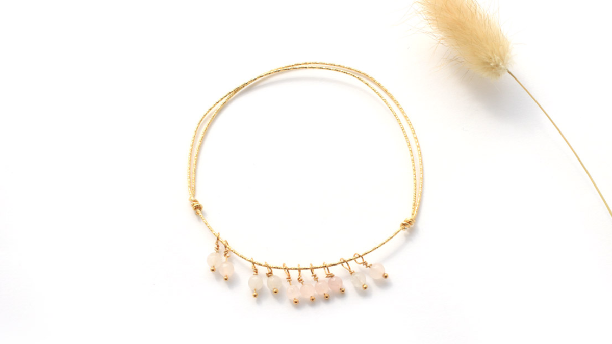 Bracelet Jonc semainier diamanté doré à l'or fin breloques alphabet : Etape 5