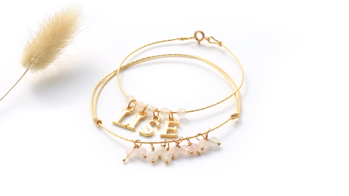 Bracelet Jonc semainier diamanté doré à l'or fin breloques alphabet : Etape 7