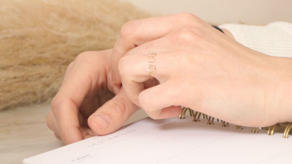 Schéma Bague mot Oui en fil formé