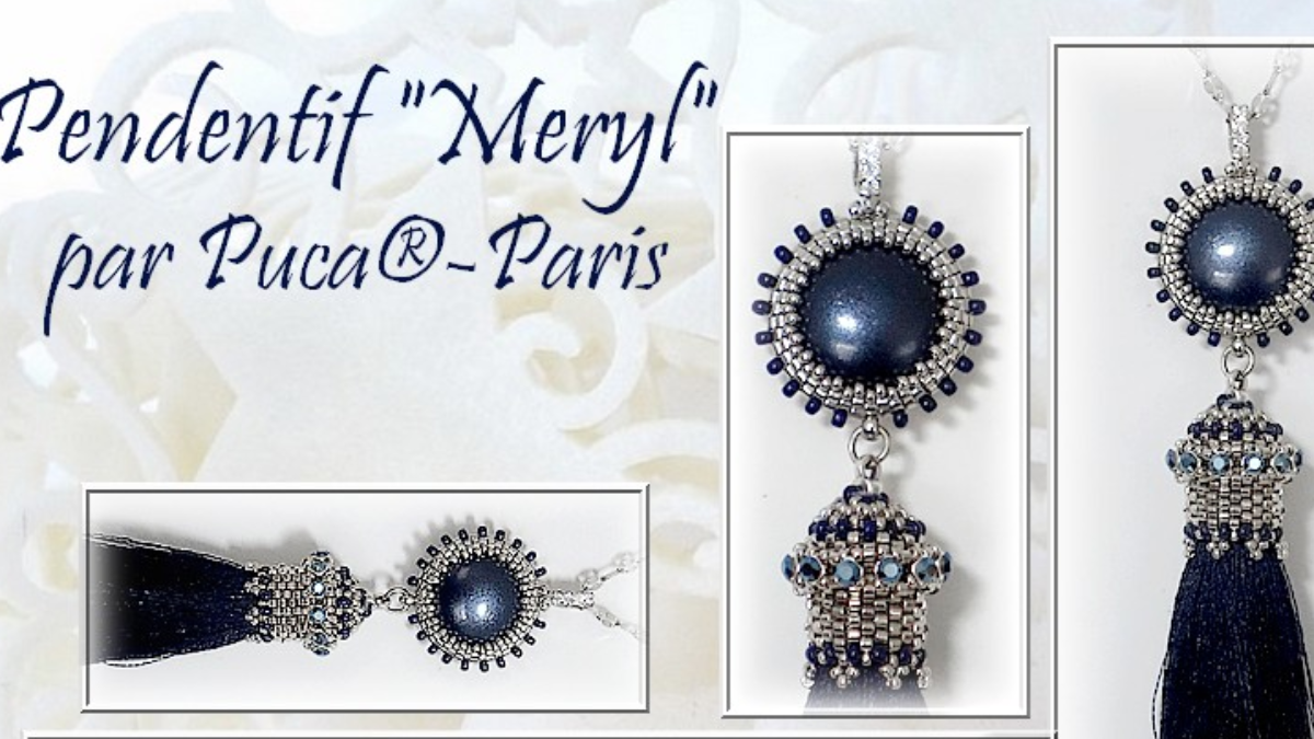 Schéma Pendentif Meryl en perles en verre et cabochon par Puca