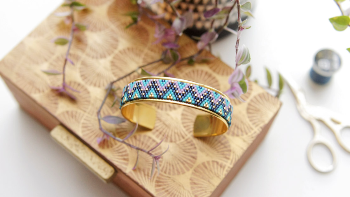 Schéma Bracelet Jonc en tissage de perles Miyuki technique Peyote Pair