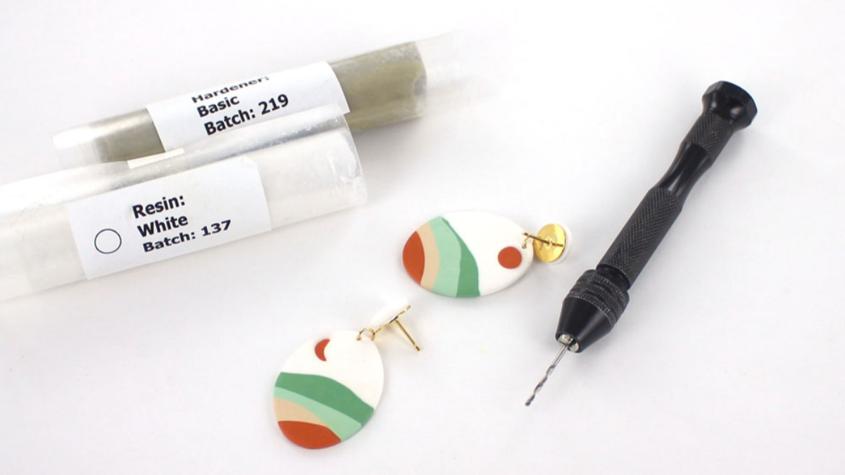 Boucles d'oreilles motif paysage en pâte polymère : Etape 10