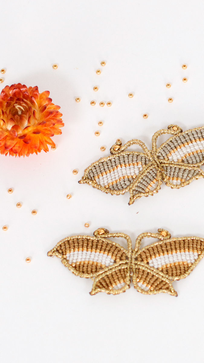 DIY Papillon en macramé avec insertion de perles Miyuki Délicas 11/0