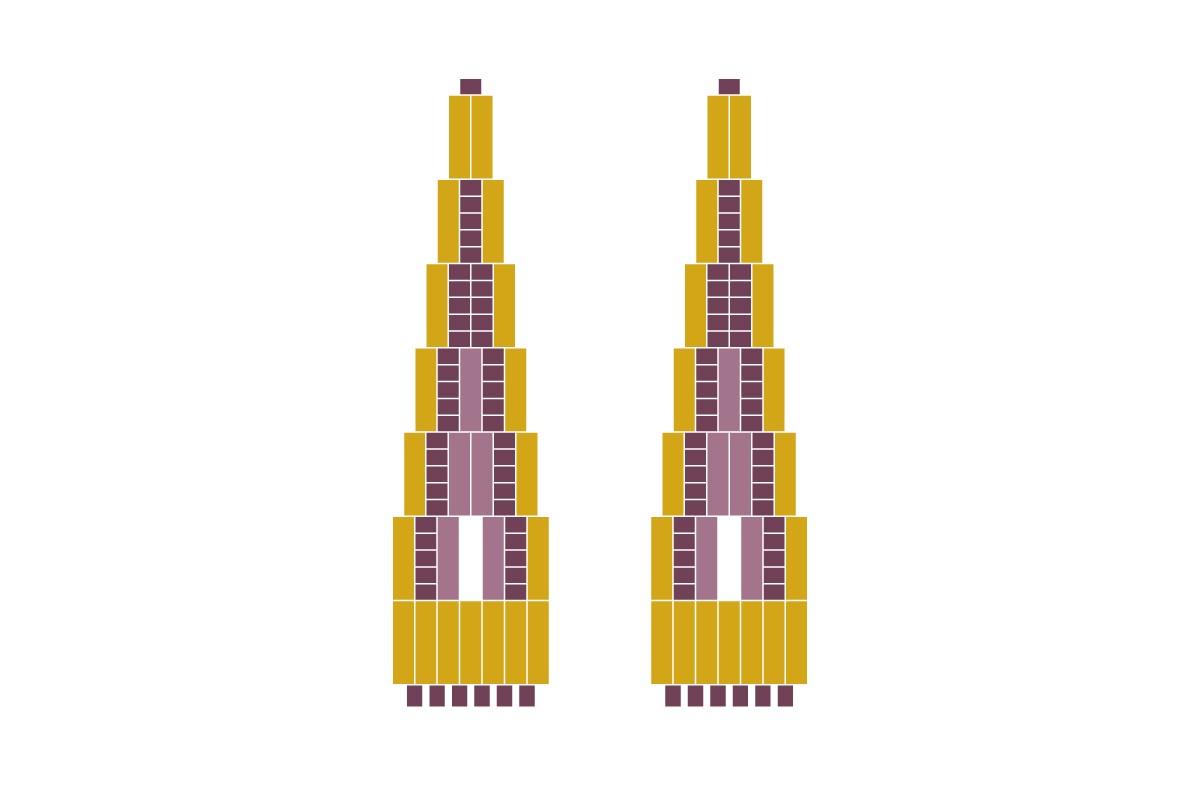 Schéma Boucles d'oreilles en perles Bugles Miyuki Brick Stitch