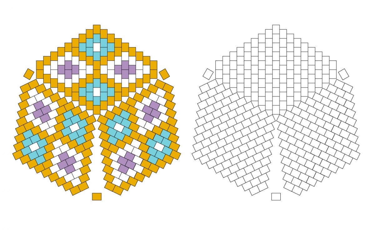 Schéma Boucles d'oreilles Miyuki tissage Triangle 3D version turquoise