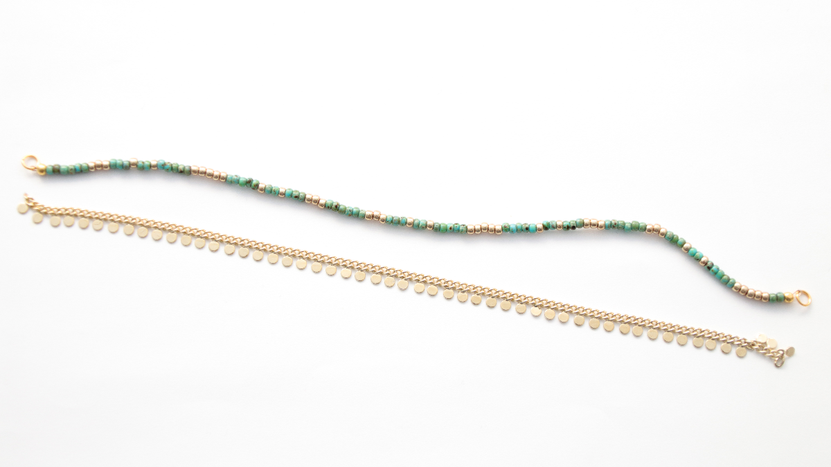 Bracelet Chevillère multirangs chaîne fantaisie et perles Miyuki : Etape 3 Bracelet Chevillère multirangs chaîne fantaisie et perles Miyuki : Etape 3