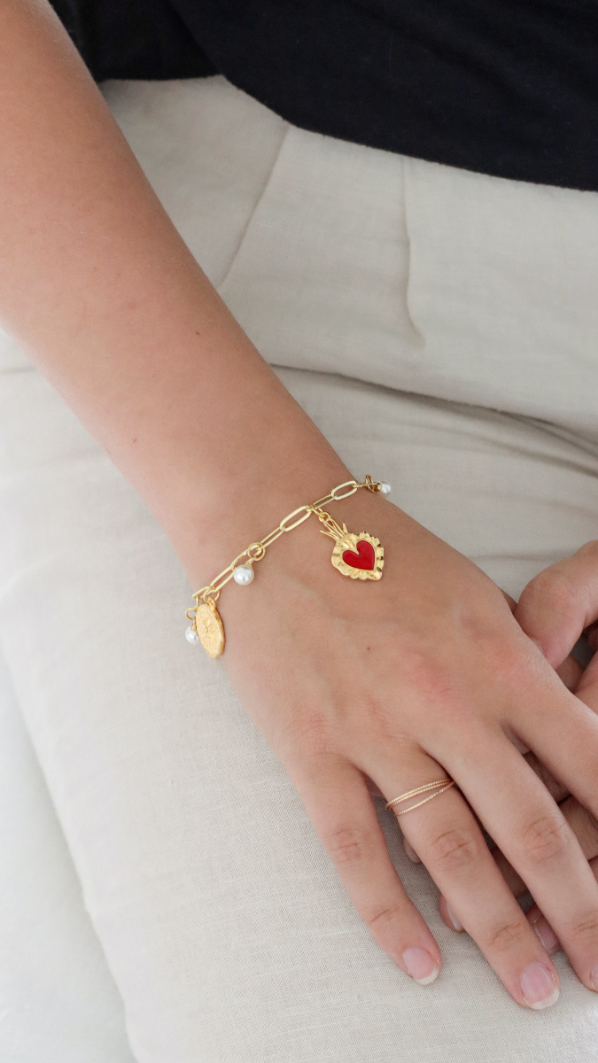 Schéma DIY Bijou Bracelet inspiration Ex-voto Coeur Mexicain et breloques gri-gri Schéma DIY Bijou Bracelet inspiration Ex-voto Coeur Mexicain et breloques gri-gri