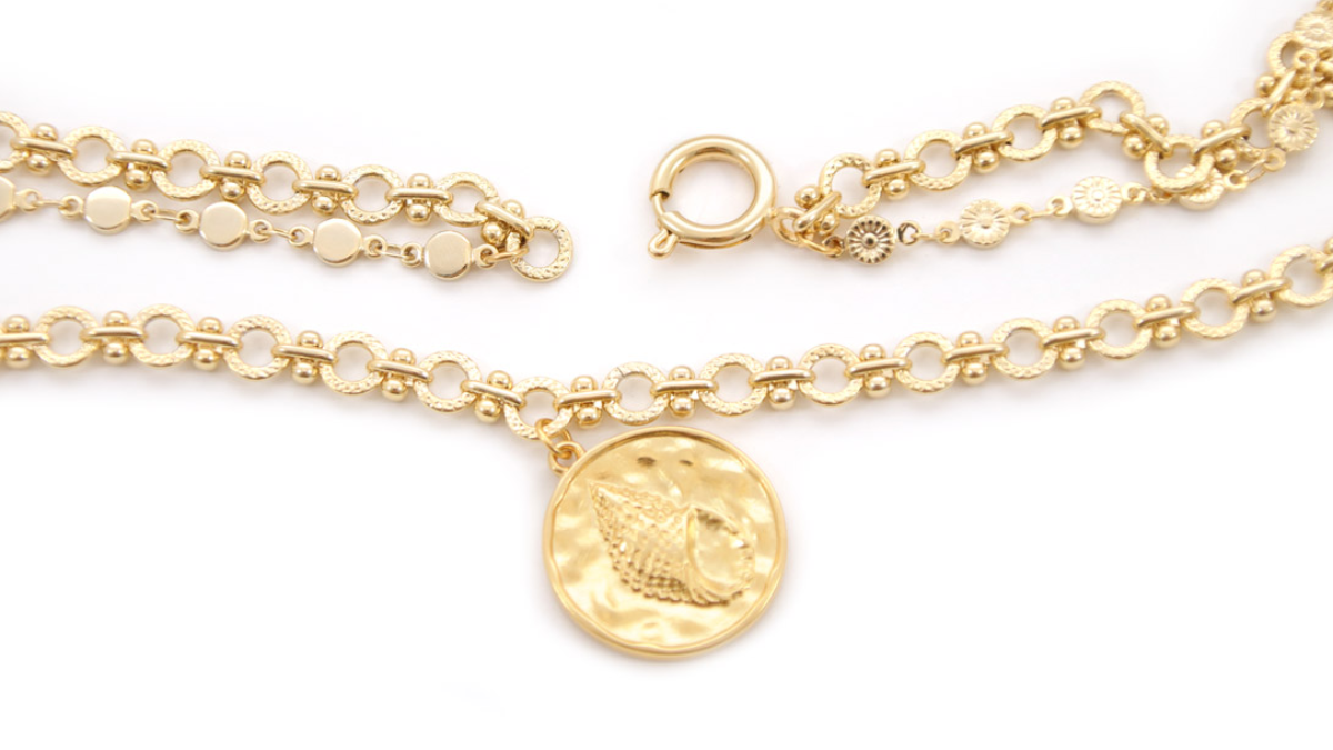 Tuto Collier Multirangs avec perles de rocailles rayées bleues et chaînes fantaisie : Etape 3 Tuto Collier Multirangs avec perles de rocailles rayées bleues et chaînes fantaisie : Etape 3