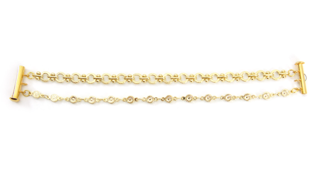 Tuto Collier Multirangs avec perles de rocailles rayées bleues et chaînes fantaisie : Etape 8 Tuto Collier Multirangs avec perles de rocailles rayées bleues et chaînes fantaisie : Etape 8