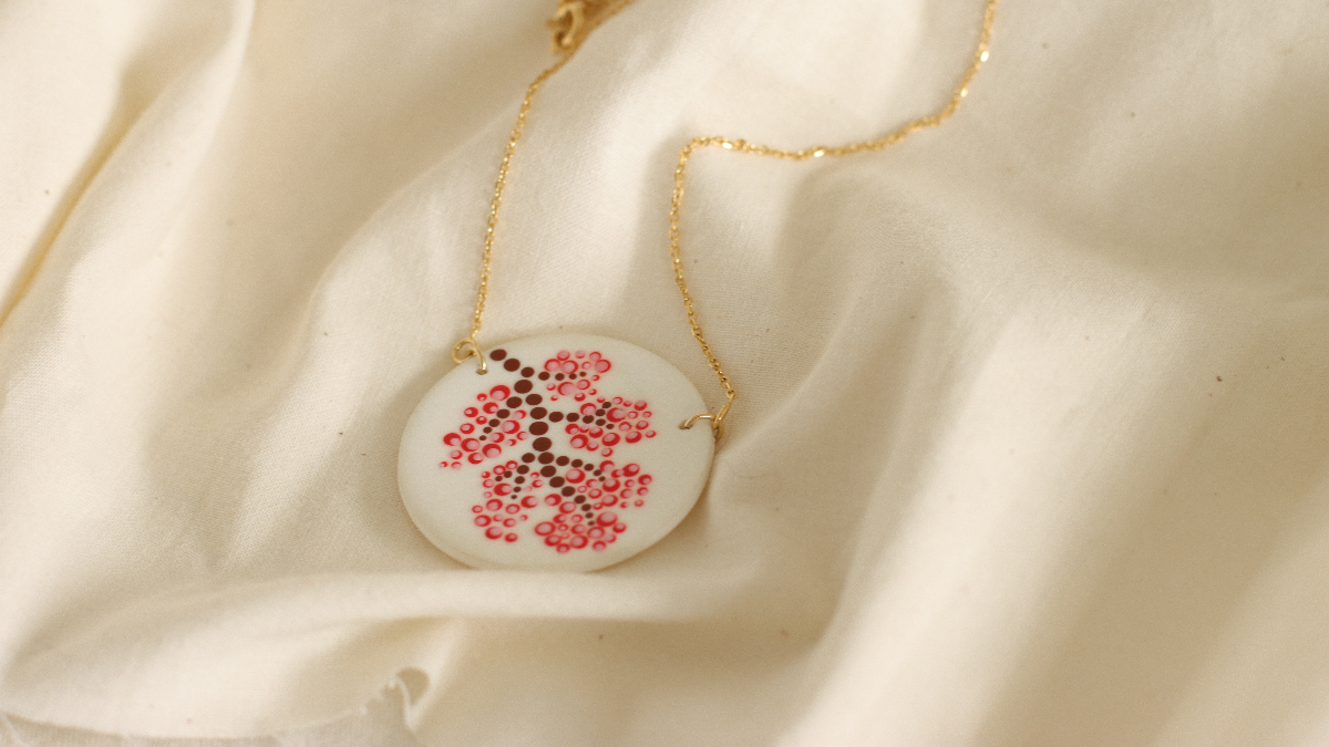 DIY Pendentif pâte polymère et motif fleurs technique dotting tool