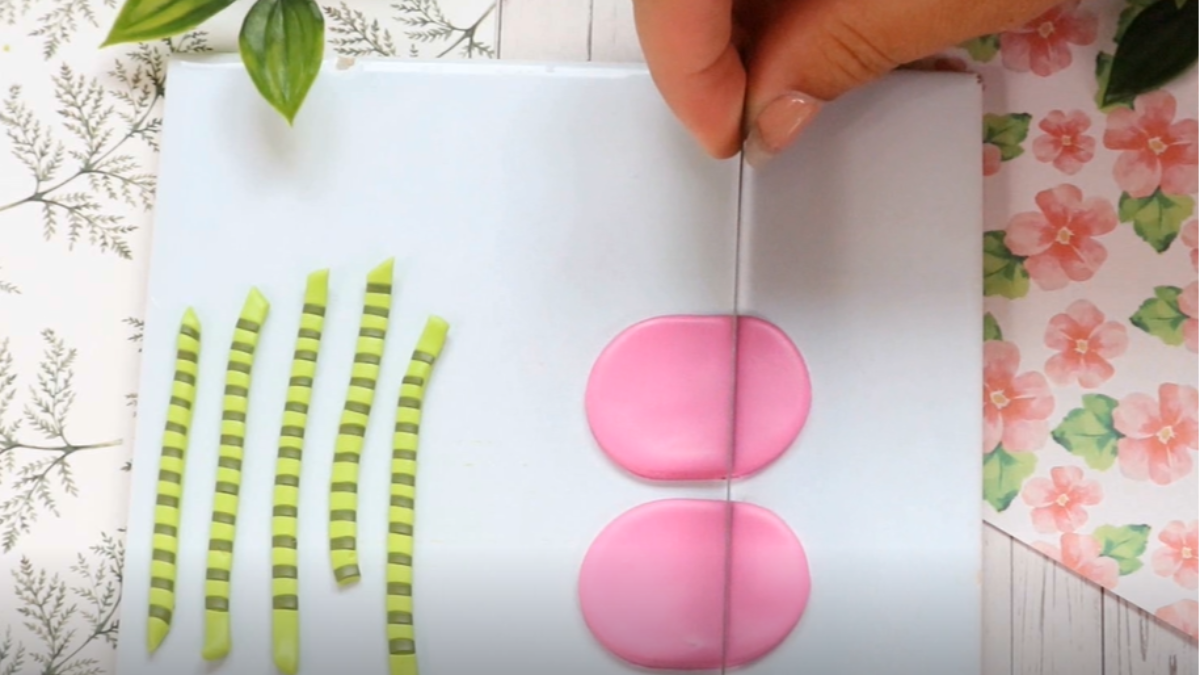 Boucles d'oreilles fruits motif pastèque en pâte polymère : Etape 9