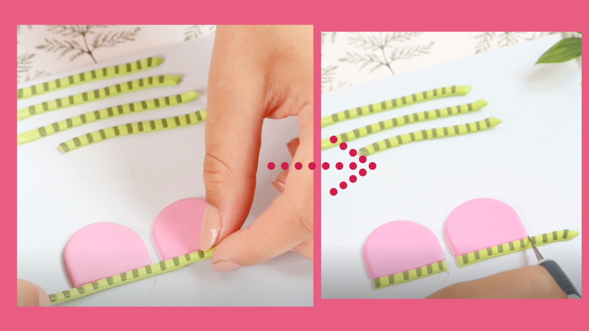 Boucles d'oreilles fruits motif pastèque en pâte polymère : Etape 10