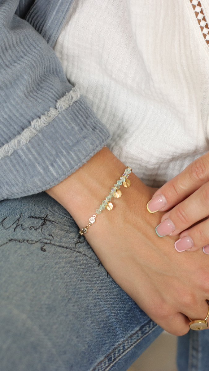 Schéma Bracelet en toupies cristal Preciosa et chaîne fleurs doré