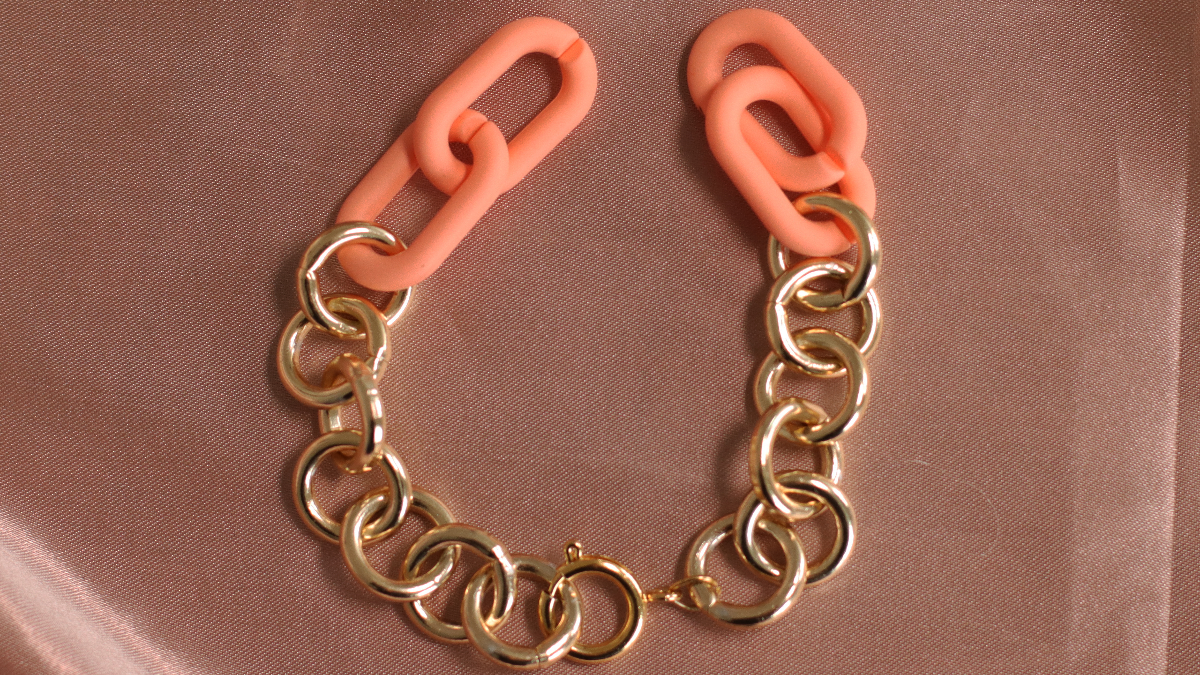 Schéma Bracelet gros maillons corail et doré