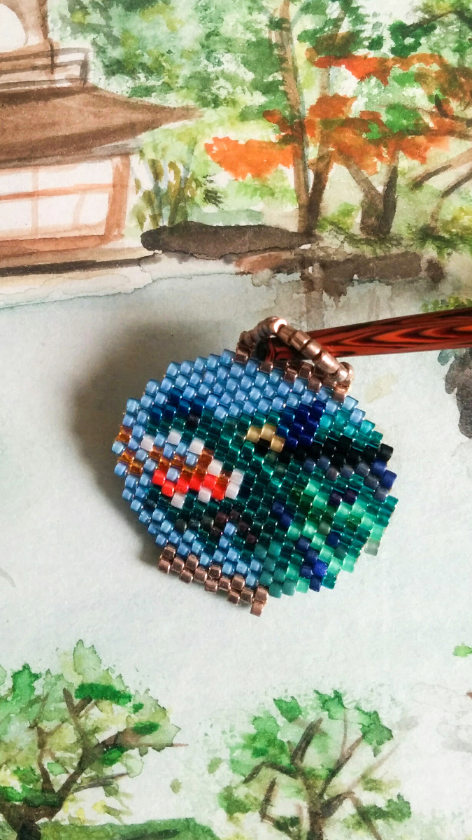 Schéma Lanternes chinoises en tissage de perles Miyuki Délicas 11/0