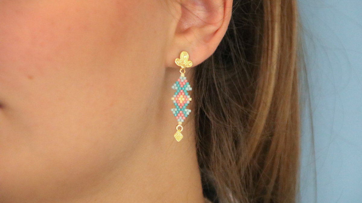 Schéma Grille de tissage Boucles d'oreilles Miyuki pastel en Brick Stitch Schéma Grille de tissage Boucles d'oreilles Miyuki pastel en Brick Stitch