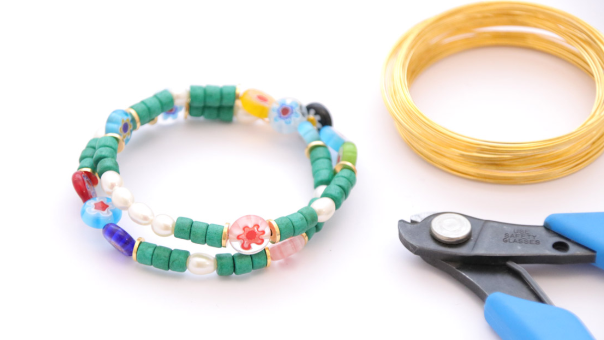 Bracelet Jonc Multirang perles Millefiori et heishi céramique : Etape 1