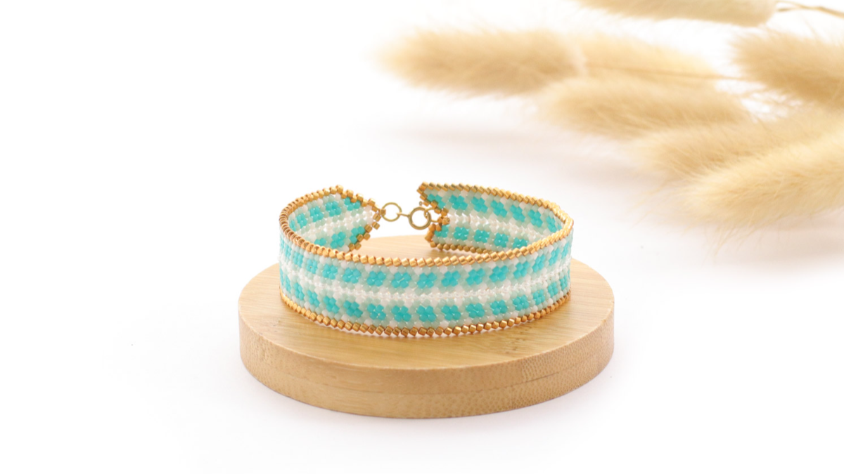 Bracelet Miyuki tissage Mississippi turquoise