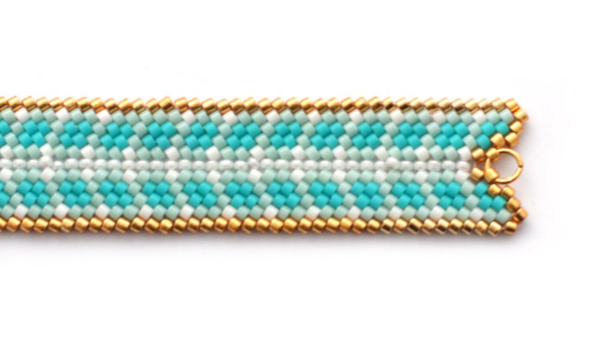 Bracelet Miyuki tissage Mississippi turquoise : Etape 11 Bracelet Miyuki tissage Mississippi turquoise : Etape 11