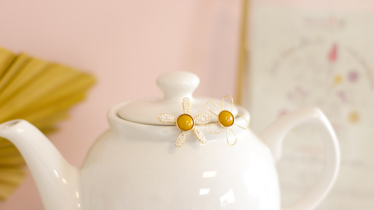 Schéma Boucles d'oreilles fleurs marguerites en tissage de perles Miyuki