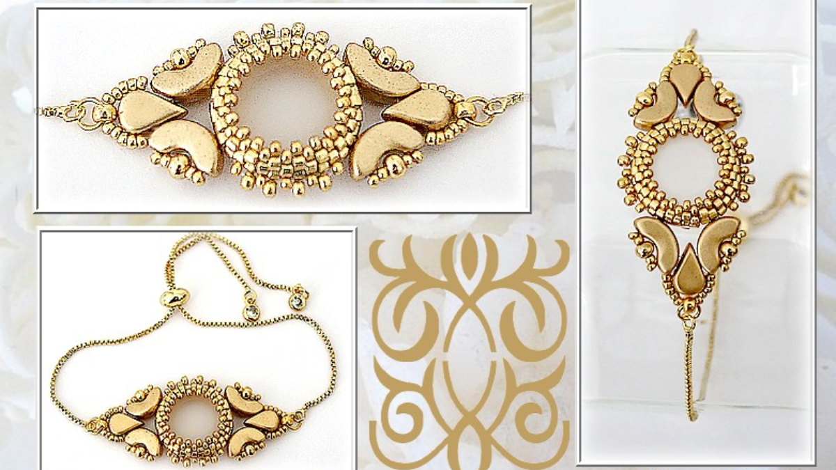 Bracelet Tonka avec cabochon par Puca et perles Arcos et Amos Bracelet Tonka avec cabochon par Puca et perles Arcos et Amos