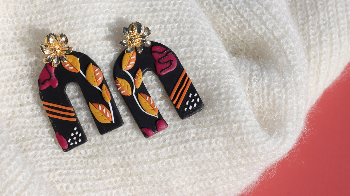 Boucles d'oreilles technique slab en pâte polymère