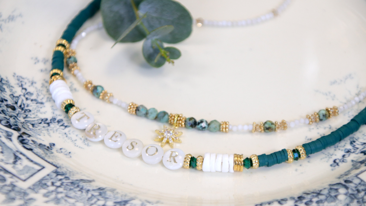 Schéma DIY duo de Colliers en perles nacre et cristaux PureCrystal