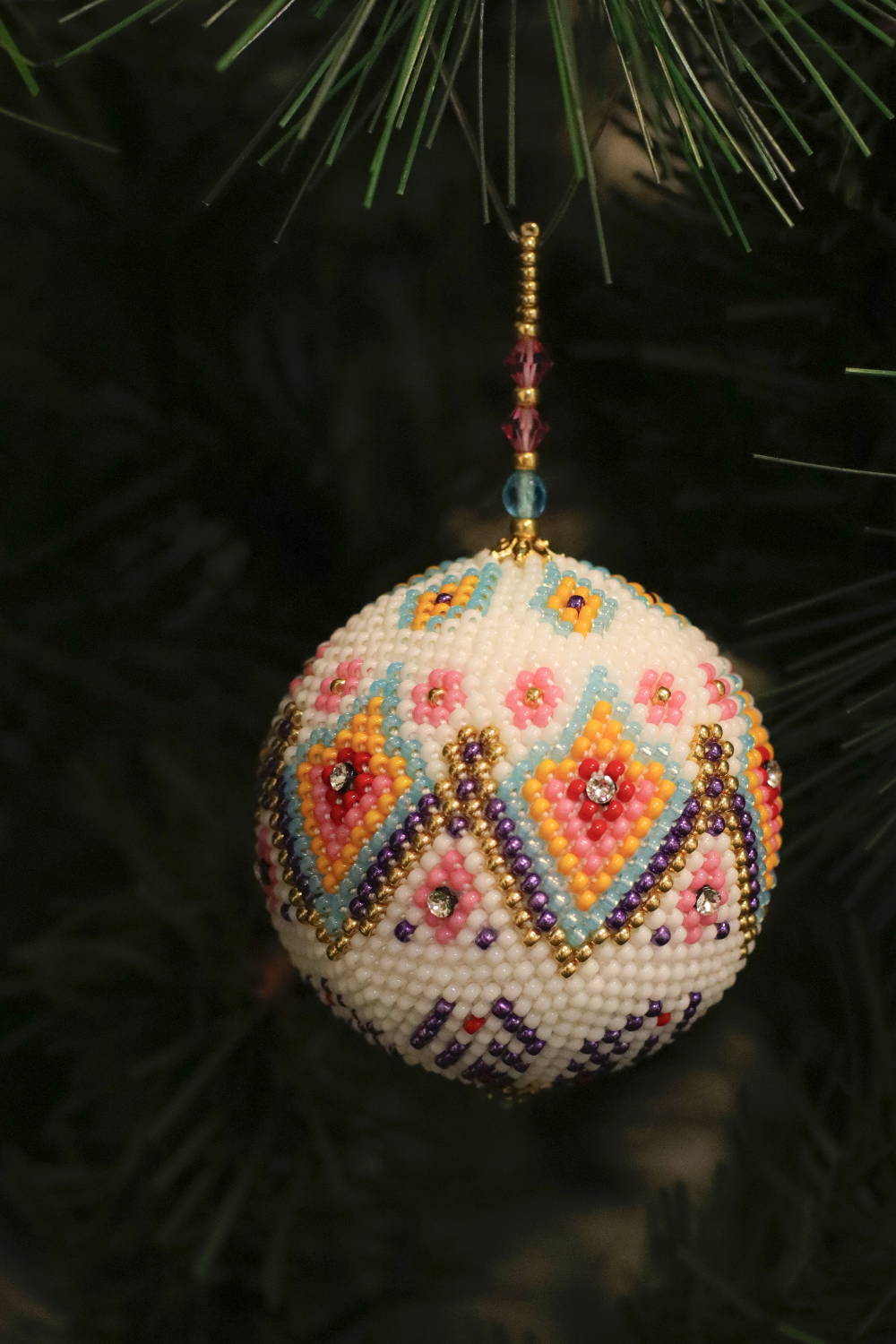 Schéma Boule de Noël au crochet en perles Miyuki et meshs PureCrystal Schéma Boule de Noël au crochet en perles Miyuki et meshs PureCrystal