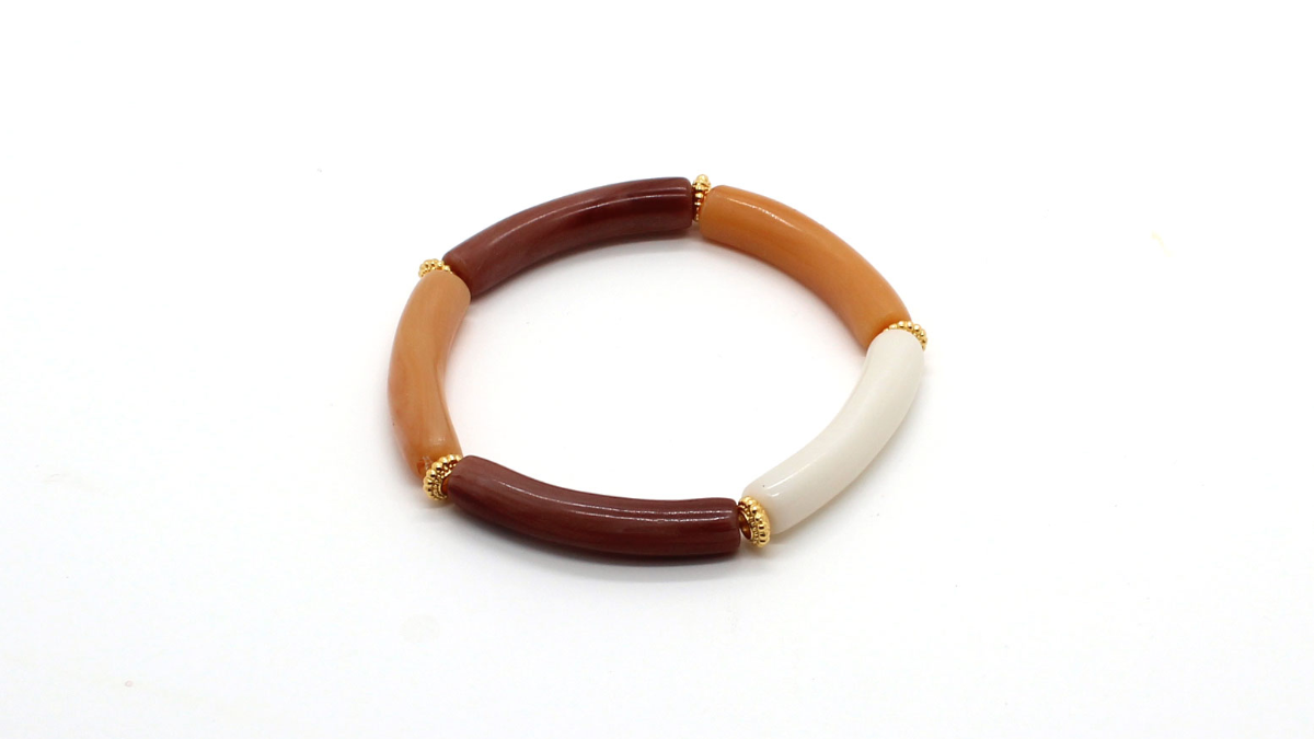 Schéma Bracelet élastique perles tubes incurvés en pâte Fimo et Cernit Schéma Bracelet élastique perles tubes incurvés en pâte Fimo et Cernit