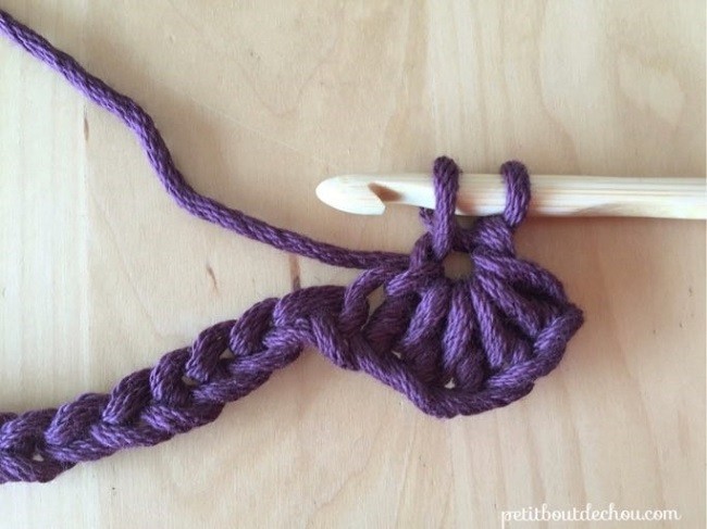 Manique au crochet en point étoile avec du fil coton : Etape 6