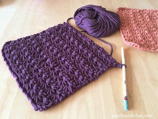 Manique au crochet en point étoile avec du fil coton : Etape 23