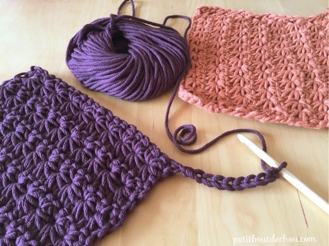 Manique au crochet en point étoile avec du fil coton : Etape 24
