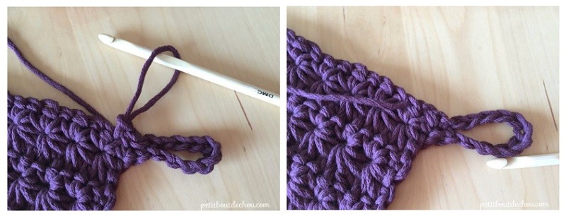 Manique au crochet en point étoile avec du fil coton : Etape 25