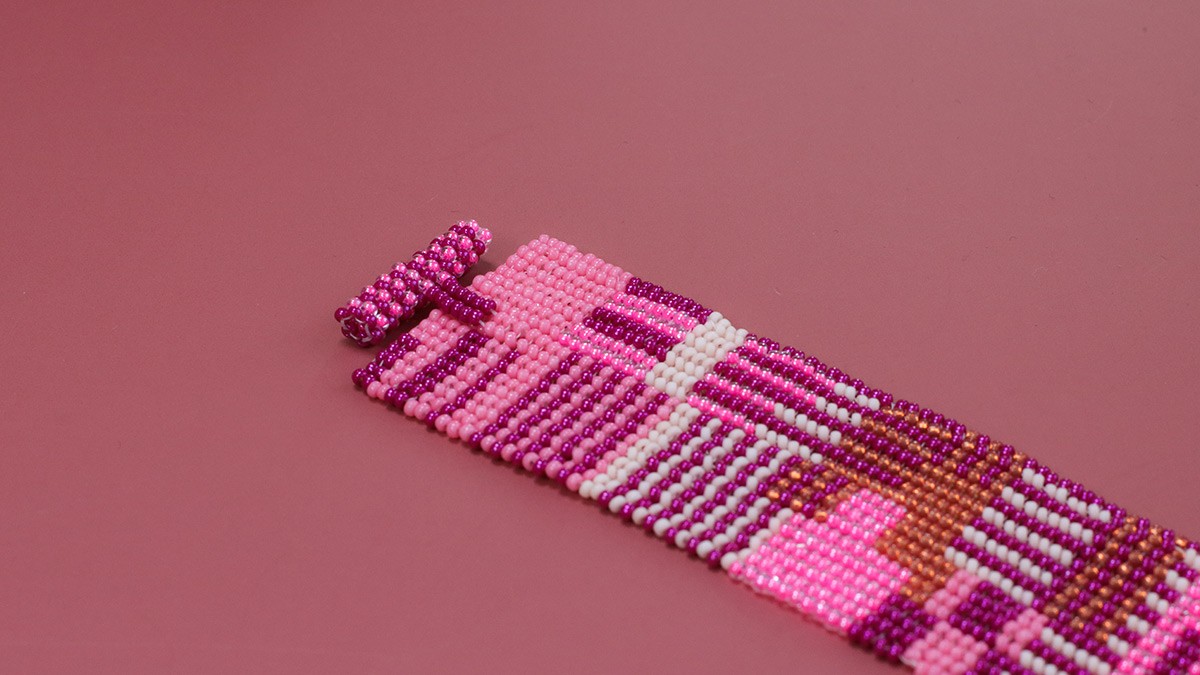 Schéma DIY Manchette large motif abstract tissage herringbone et peyote en rocailles Miyuki 11/0