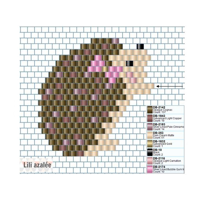 Broche motif hérisson en tissage brickstitch perles Miyuki : Etape 1 Broche motif hérisson en tissage brickstitch perles Miyuki : Etape 1