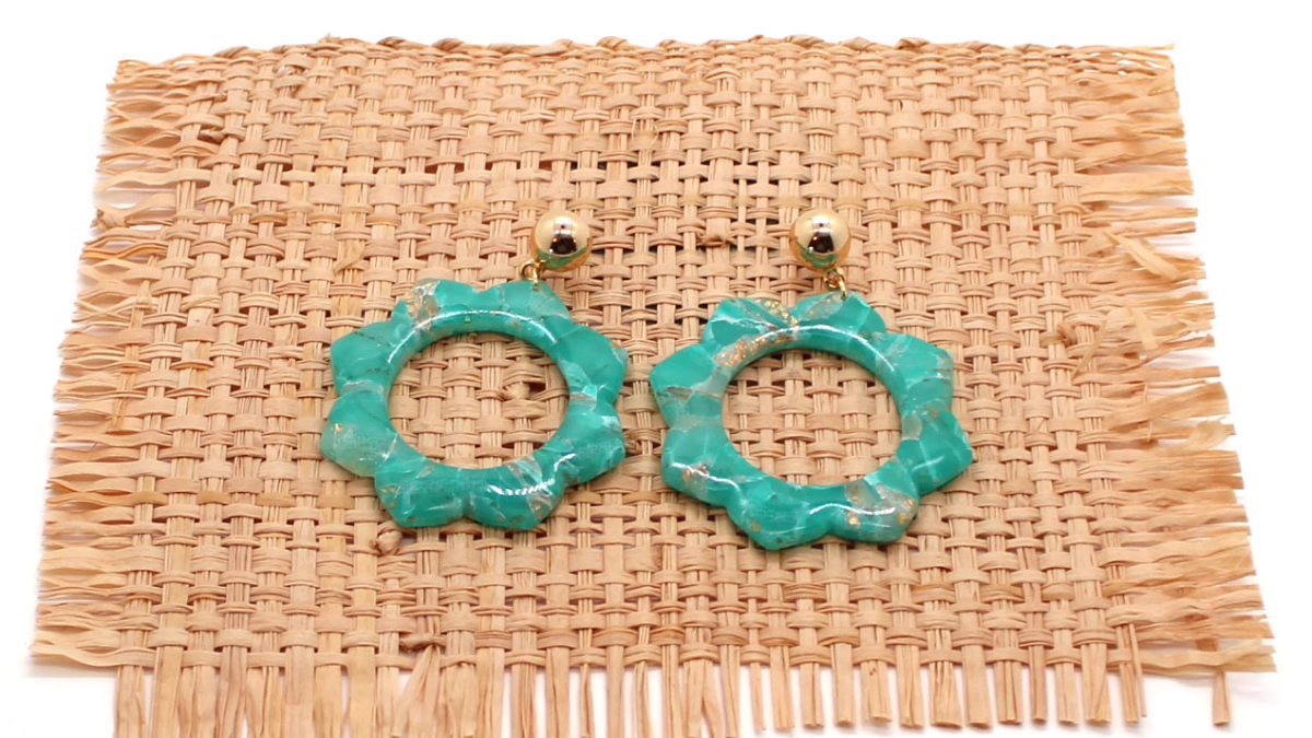 Schéma Boucles d'oreilles forme mandala et effet pierre en pâte polymère Schéma Boucles d'oreilles forme mandala et effet pierre en pâte polymère