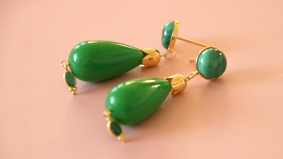 Boucles d'oreilles en perle verte - Canada Boucles d'oreilles en perle verte - Canada