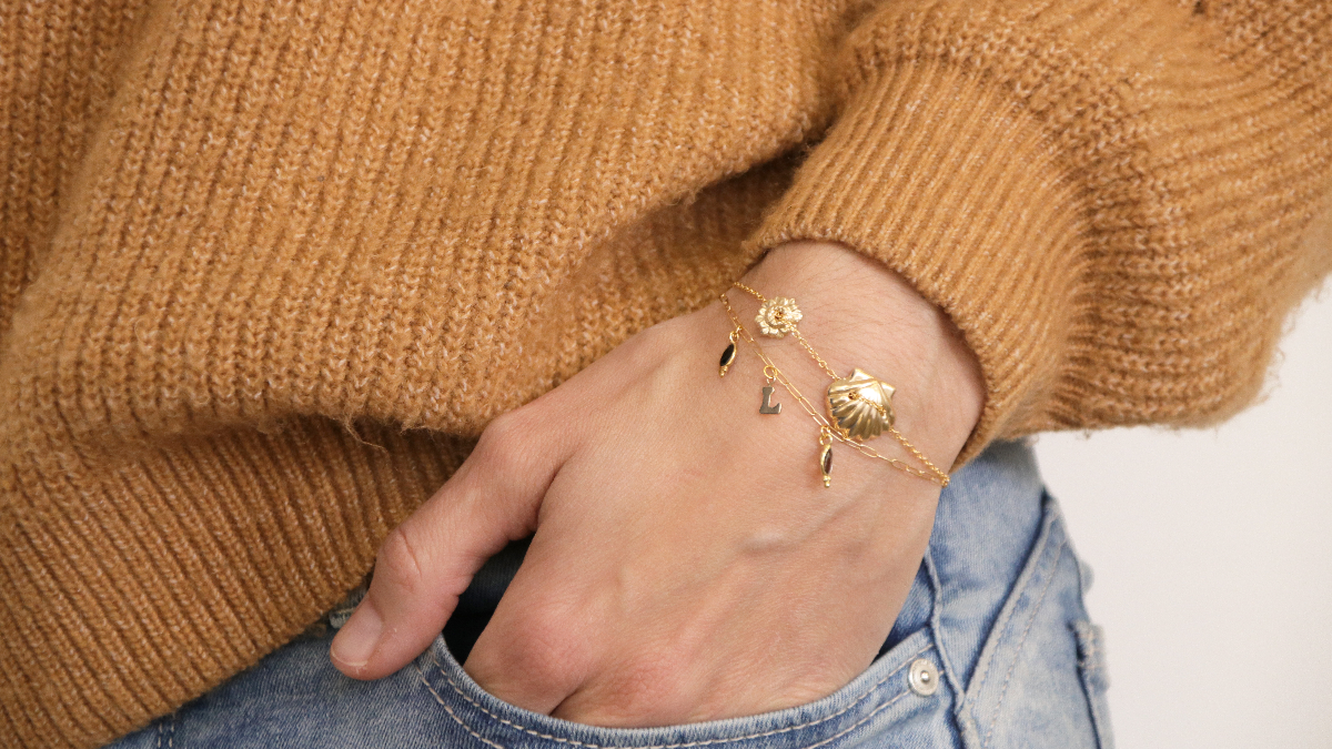 Bracelet réglable or 375 grenat