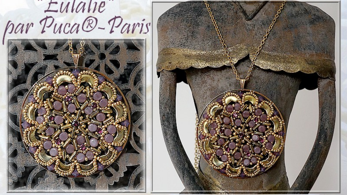 Pendentif Eulalie avec perles en verre Kalos, Arcos et Piros par Puca