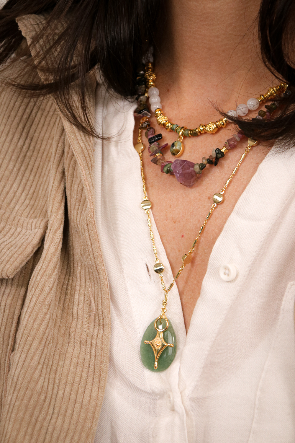 Schéma DIY Bijou Collier multirang bohème chic avec perles en pierres naturelles